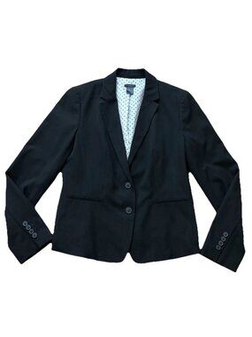 Ann Taylor Classic Size 8 Black Lined Modern 2 Button Blazer Jacket